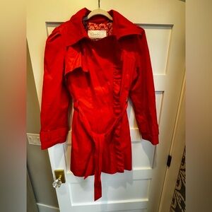 Coral gorgeous Jessica Simpson ruffled trench with belt XL